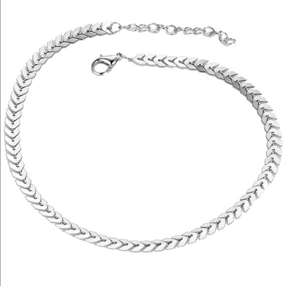 Chevron Silver Choker 16” Necklace - Picture 9 of 11
